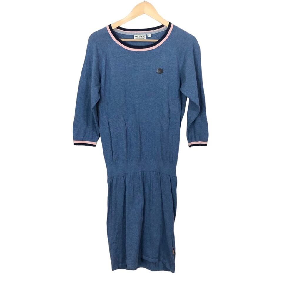 Naketano Dropped Waist Long Sleeve Cotton Sweater Dress Size Large
